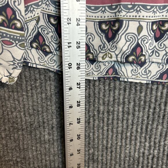 Loft Womens Floral Boho Printed Blouse Size Medium Long Sleeve Tie Neckline - Picture 6 of 6